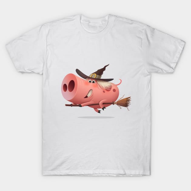 Pig witch T-Shirt by Baydaku